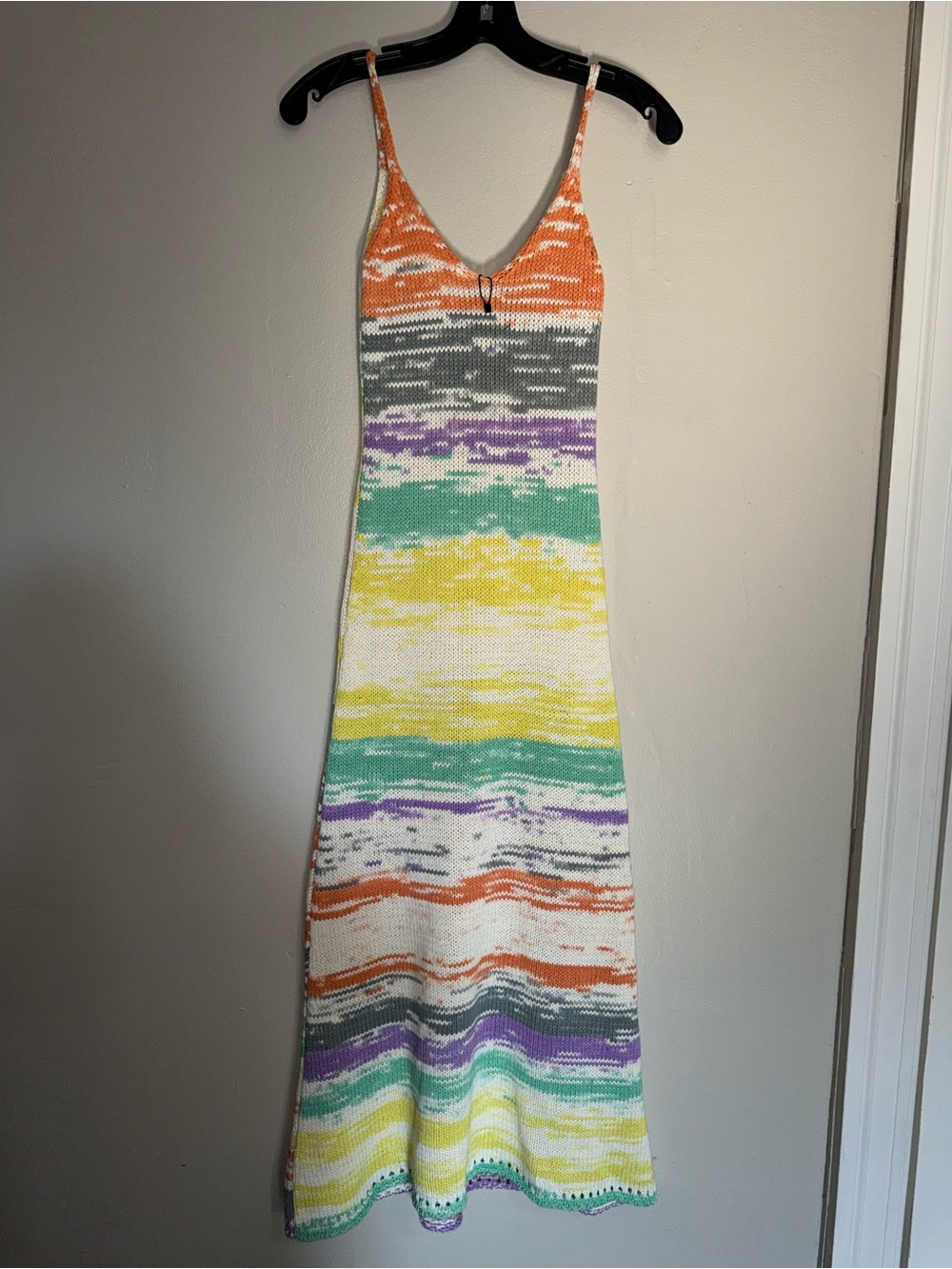 Zara Striped Knit Midi Dress in Pastel Orange, Green, Purple, Yellow - Picture 4 of 13
